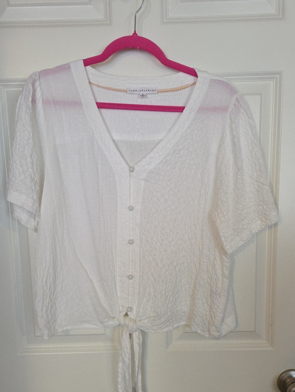 Jane and Delancey White Tie-Front Button Shirt